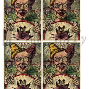 Comic Clown French Game Digital Download Collage Sheet