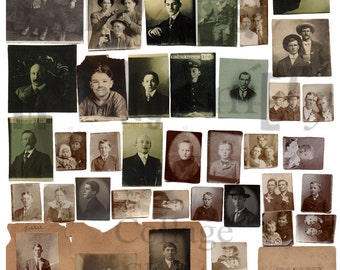 Vintage Photographs of Men and Boys Number 1 Digital Download Collage Sheet