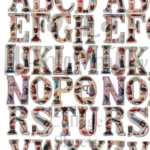 Small Illustrated Alphabet Digital Download Collage Sheet image 2