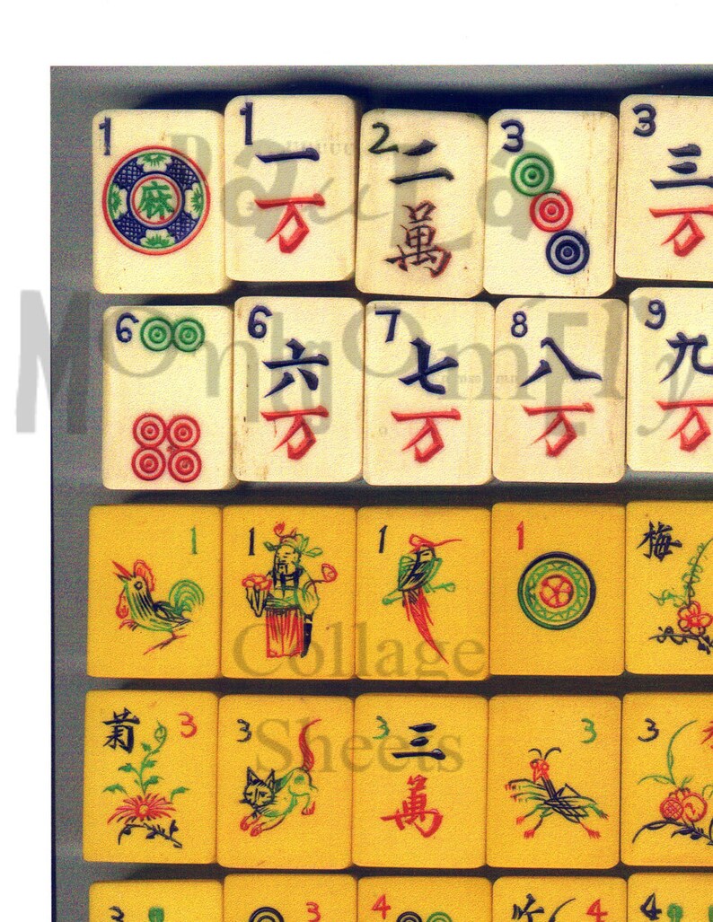 Vintage Asian Game Pieces 2 Digital Download Collage Sheet - Etsy