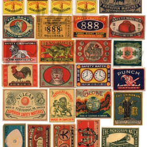 Vintage Matchbox Labels Number 1 Digital Download Collage Sheet