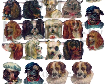 Large Dog Heads Number Digital Download Collage Sheet