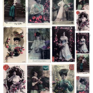 Valentinstag Postkarten Nummer 1 digitaler Download Collage Sheet Französisch