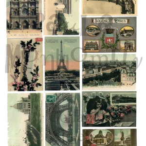 Vintage tarjetas postales de recuerdo de París número 2 Descargar Collage hoja