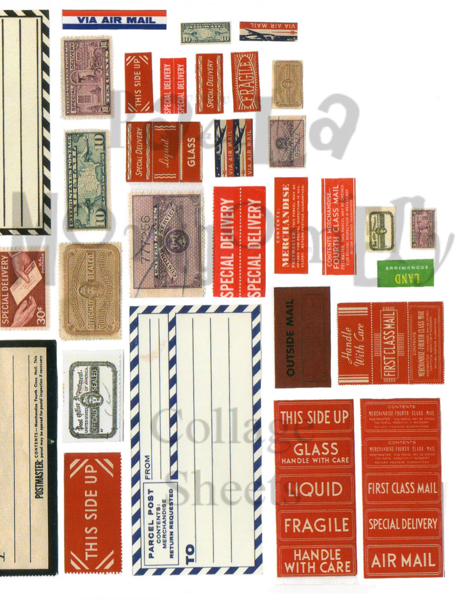 Vintage Parcel Box/mailing Labels Digital Download Collage Sheet - Etsy