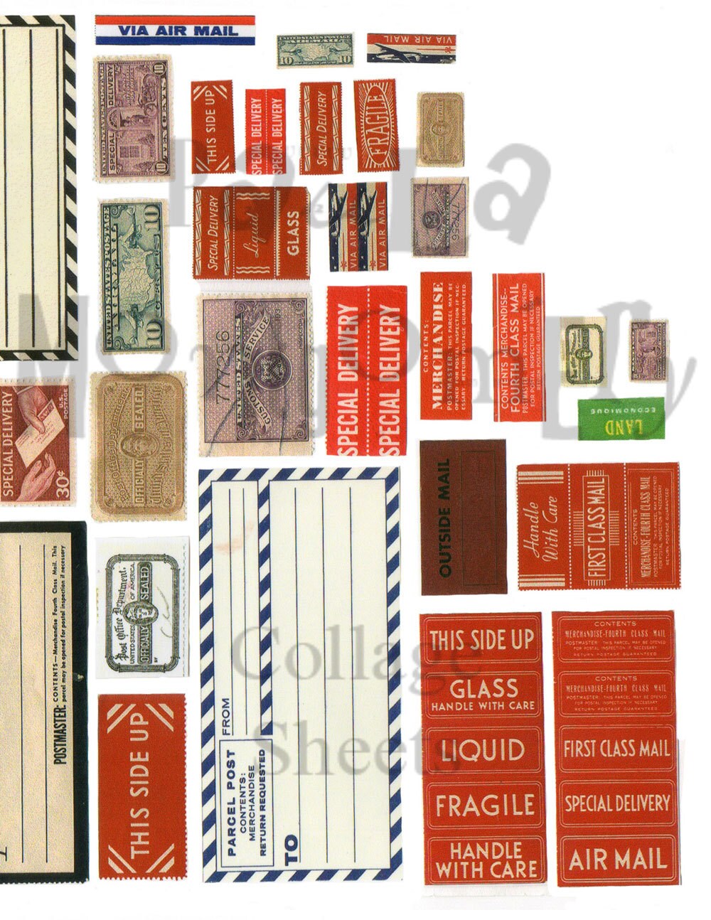 Vintage Parcel Box/mailing Labels Digital Download Collage Sheet - Etsy ...