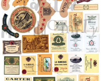 Wine Labels Digital Download Collage Sheet