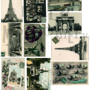 Vintage tarjetas postales de recuerdo de París número 1 Descargar Collage hoja