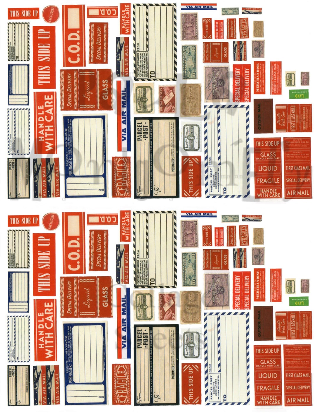 Vintage Parcel Box/mailing Labels Digital Download Collage Sheet - Etsy