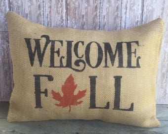 Welcome Fall Pillow Cover,  12x16, 16x16 or 18x18 Throw Pillow Cover, Home Decor Pillow Case