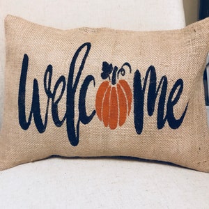 Welcome Pillow Cover,  fall pillow cover, 12x16, 16x16 or 18x18 Throw Pillow Cover, Home Decor Pillow Case