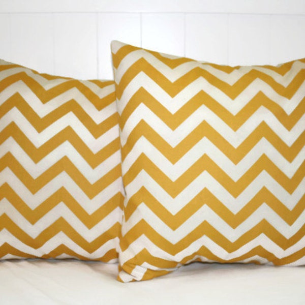 Yellow Chevron Zig Zag Patter 16x16, 18x18 Throw Pillow Covers