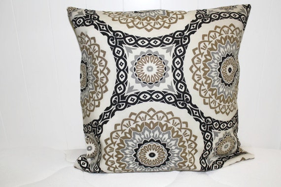 Decorative Richloom Medallion Fabric Lt Gray Medallion Pillow | Pillows, Throw