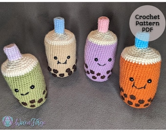 Bubbles the Boba Tea Cup / Crochet Amigurumi / Patrón PDF / Comida