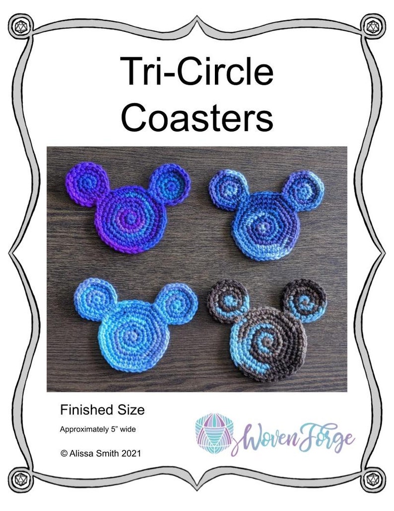 Tri-Circle Coaster Crochet Pattern PDF Mug Rug image 5