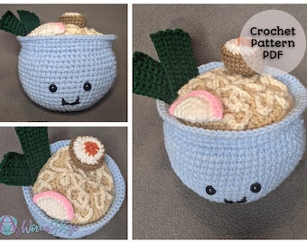 Tazón de Fideos Ramen / Amigurumi de Ganchillo / Patrón PDF / Comida