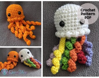 Bo la Medusa Arco Iris / Crochet Amigurumi / Patrón PDF / Animal