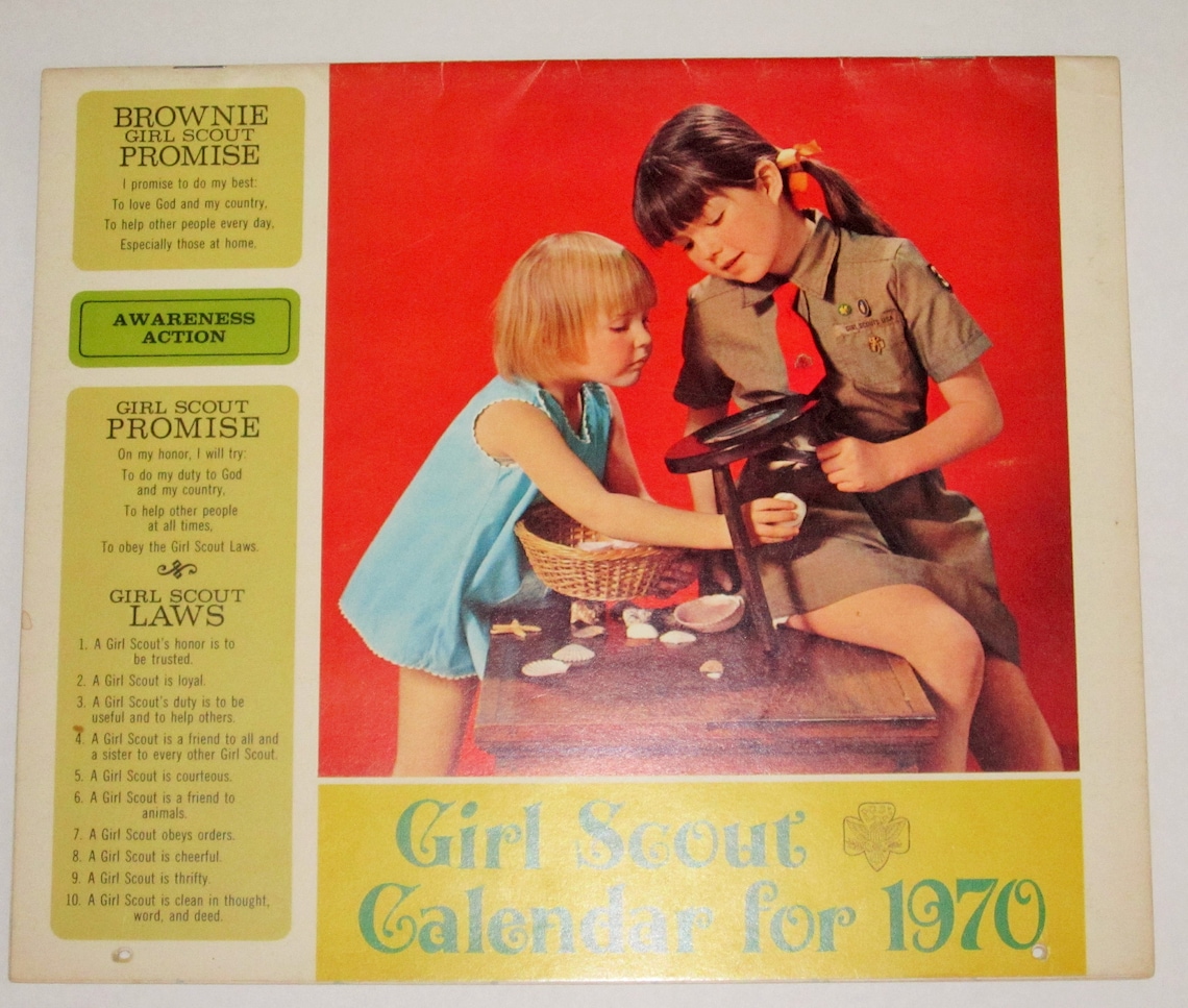 Vintage Girl Scout Calendar circa 1970 Etsy