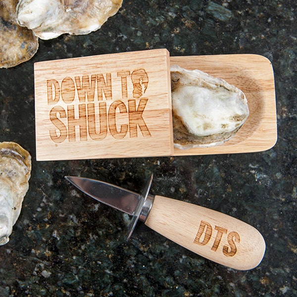 Bis hin zu Shuck Oyster Messer und Shucking Block Geschenk-Set | Trauzeugen Geschenk | Jubiläumsgeschenk