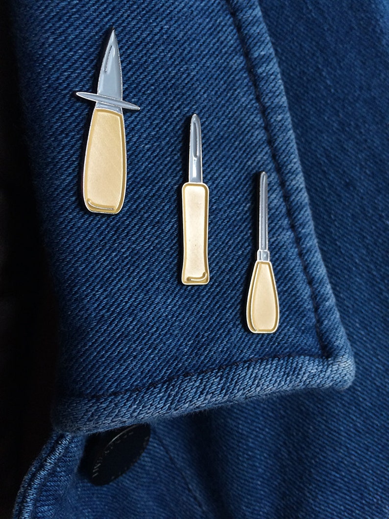 Oyster Knife Enamel Lapel Pin Set Chesapeake New Haven and Etsy