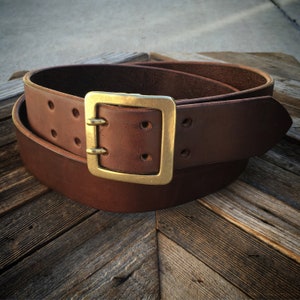 Leather Belt with Double Prong Buckle