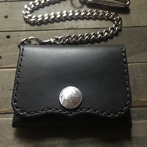 Slim Wallet Kartenhalter Kette Wallet (Schwarz/Silber)