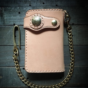 Handgefertigte Leder Geldbörse Mid Geldbörse Biker Wallet (Natural)