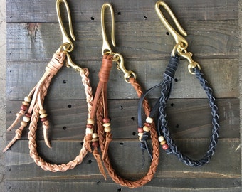 Braided Leather Wallet Chain