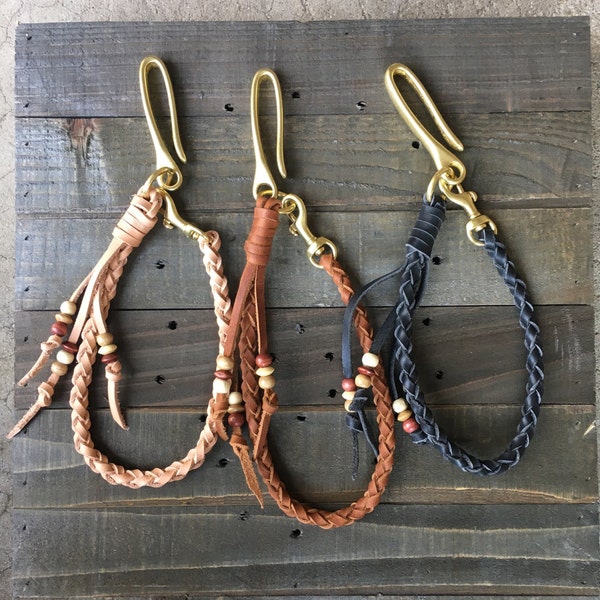 Braided Leather Wallet Chain