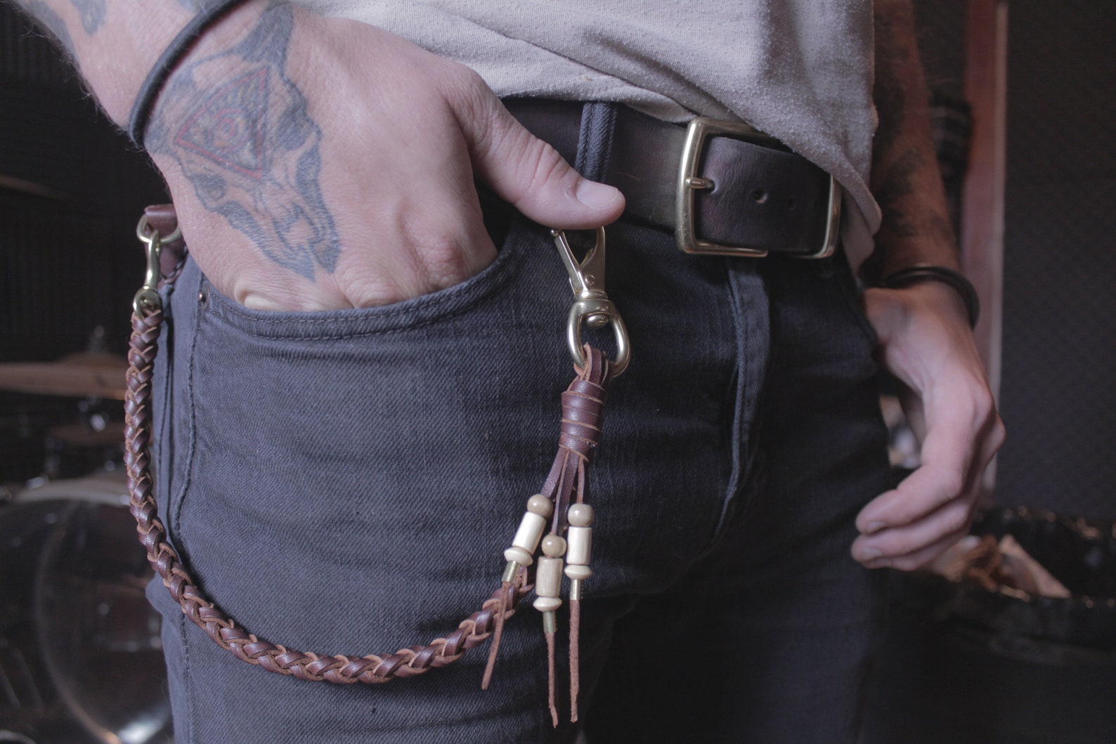 Braided Leather Wallet Chain - Etsy