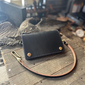 Cartera corta de motociclista, cartera de camionero o cartera con cadena hecha a mano