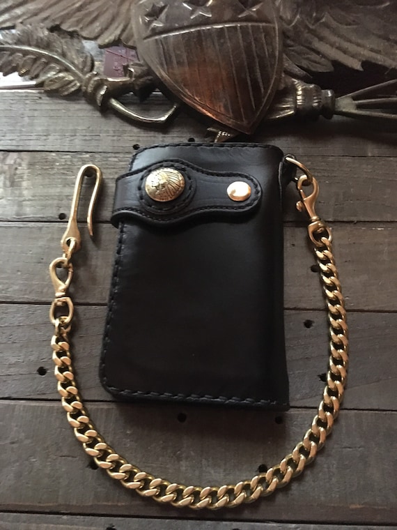 Biker Wallet Leather Chain in Black