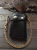 Handmade Leather Mid Wallet Biker Wallet Chain Wallet (Black/Brass) 