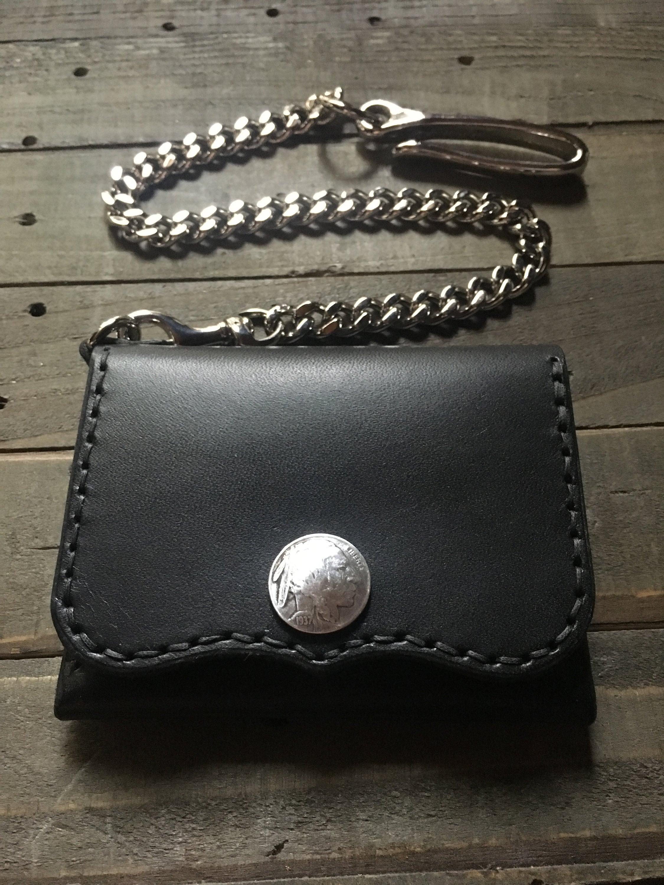 Slim Wallet Card Holder Chain Wallet Black/Silver Etsy