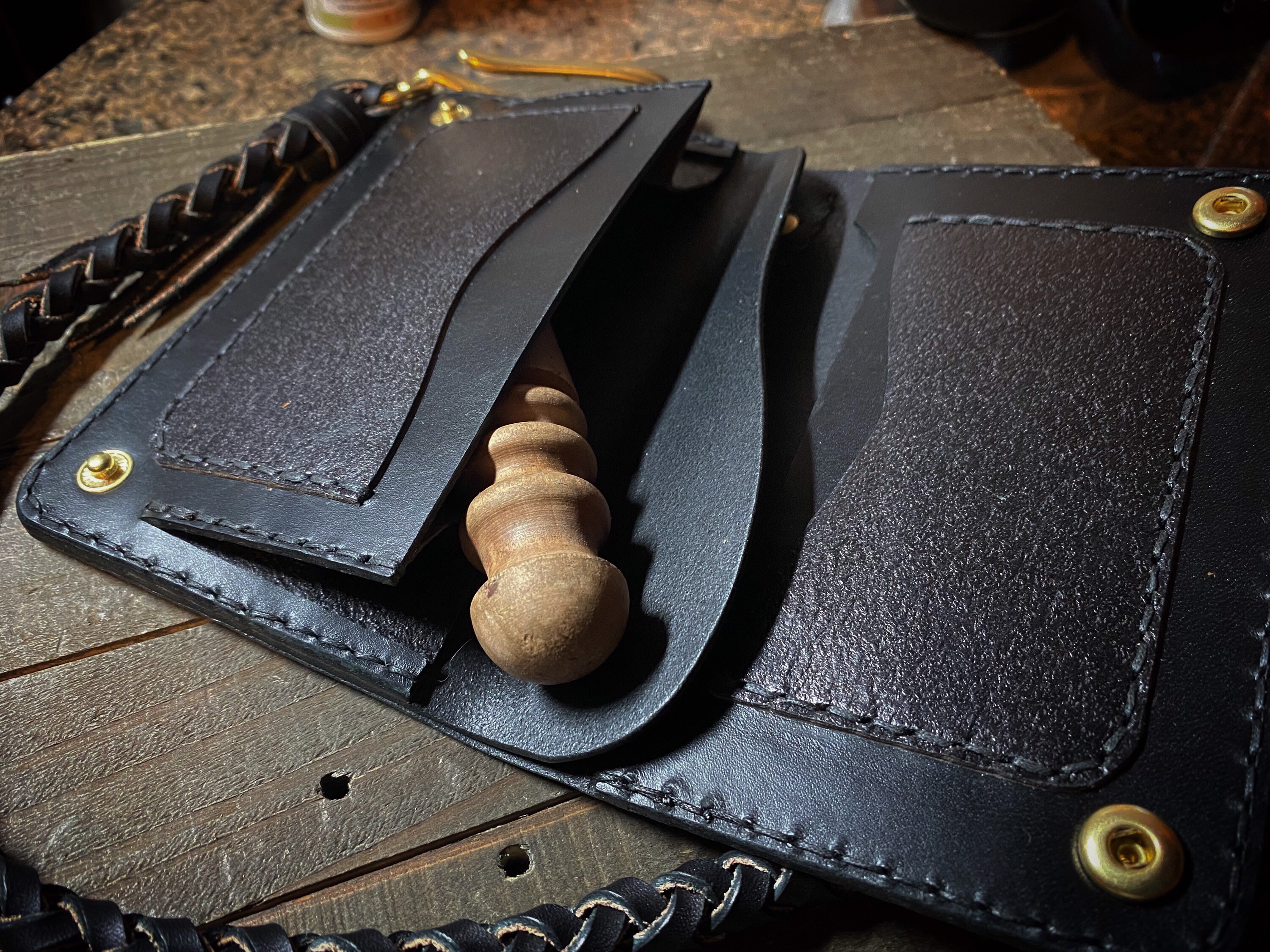Custom Biker Wallets Handmade Biker Wallet Trucker Wallet Chain Wallet (black/brass) - Etsy