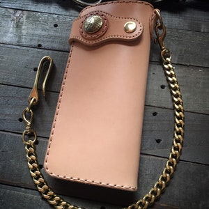 Handgefertigte Leder Lange Geldbörse Biker Wallet Chain Wallet (Natural)
