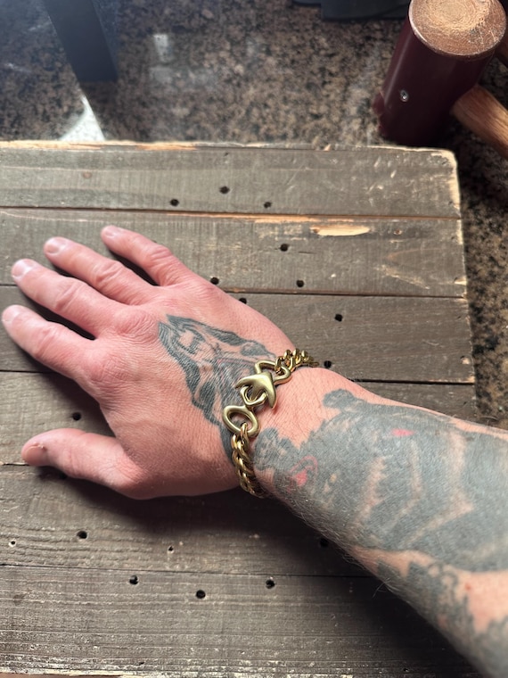 Solid Brass Bracelet w/Anchor Clasp