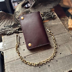 Cartera corta de motociclista, cartera de camionero o cartera con cadena hecha a mano