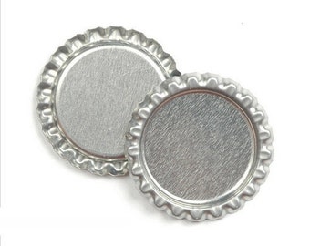 100 1 inch linerless Silver Chrome Bottle Caps /& 100 3D Epoxy Dome Stickers