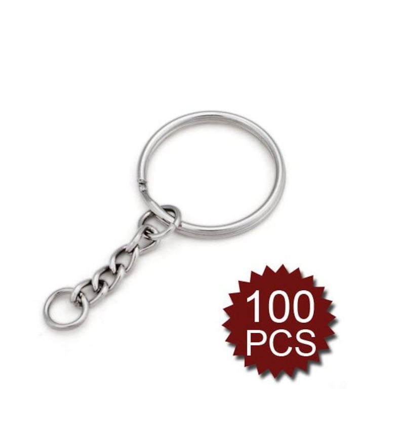 100 Pieces Split Key Ring with Chain Key Chain Parts Etsy