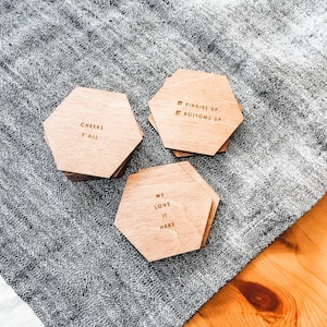 SVG DIGITAL FILE / Snarky Hexagon Coaster Set / Housewarming Gift / Laser Cut File / Wooden Tabletop Decor / Funny Coasters