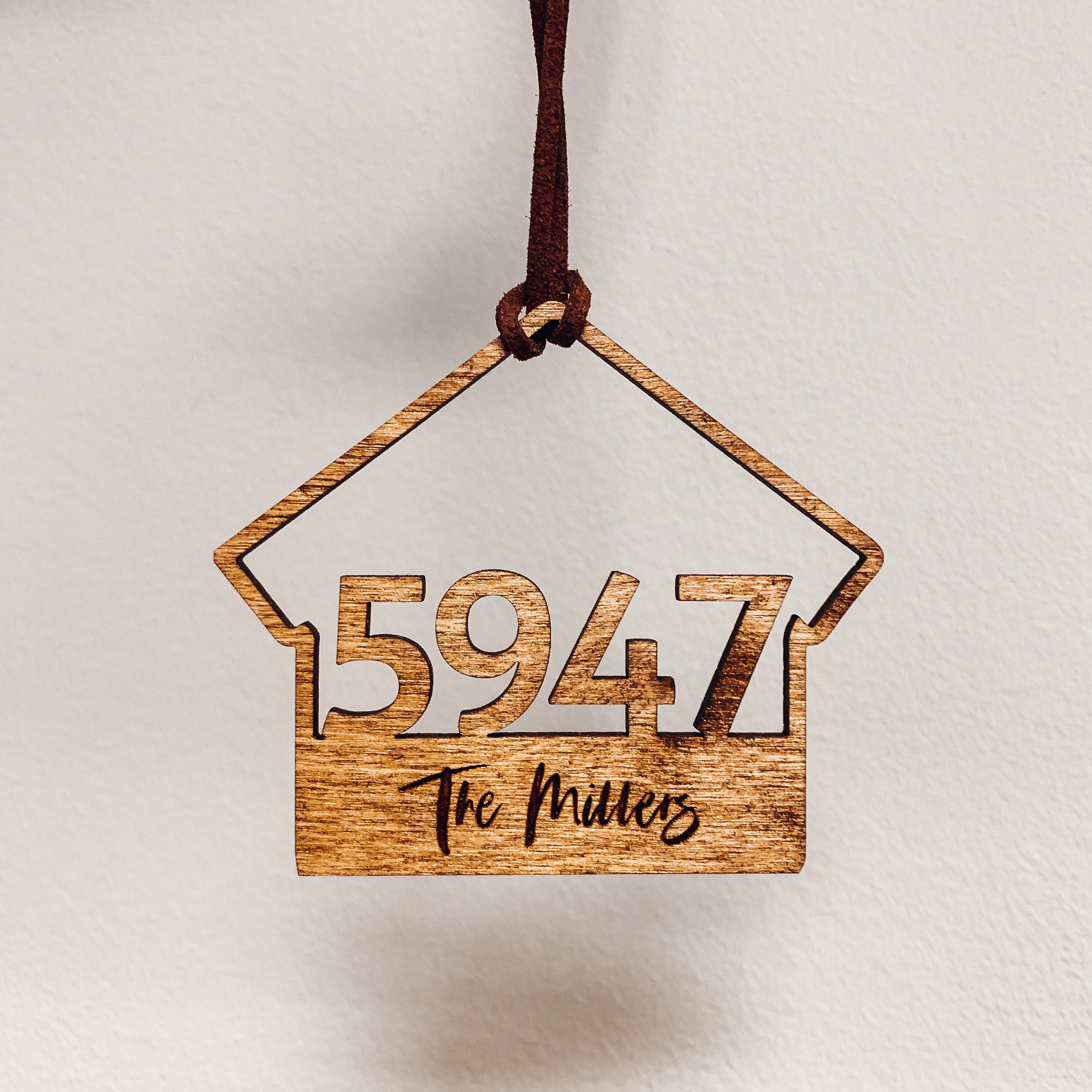 House Number and Name Wooden Christmas Ornament / Modern House Etsy
