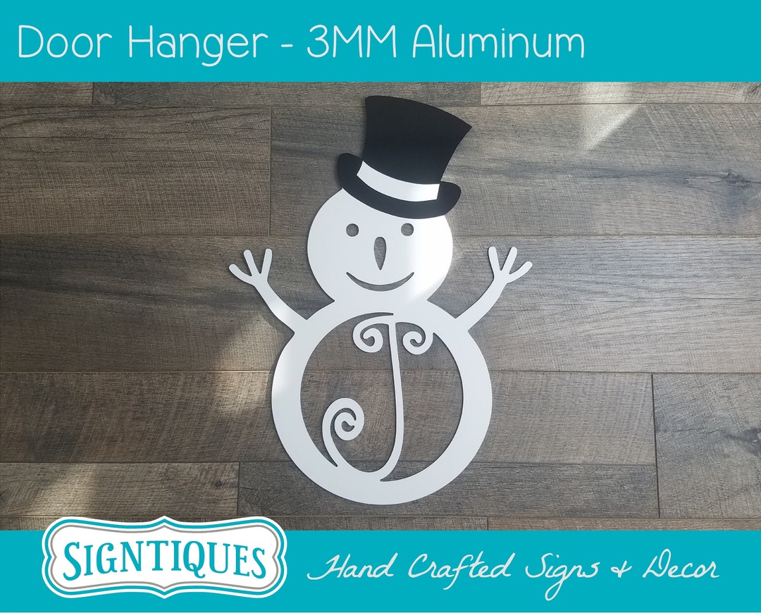 Snowman Door Hanger- Snowman Monogram- Winter Door Hanger- Winter Porch ...
