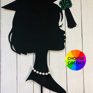 Graduation Cap Silhouette Graduation Centerpiece Graduation Cake Topper DIY Grad Party Centerpiece Class of 2024 image 2