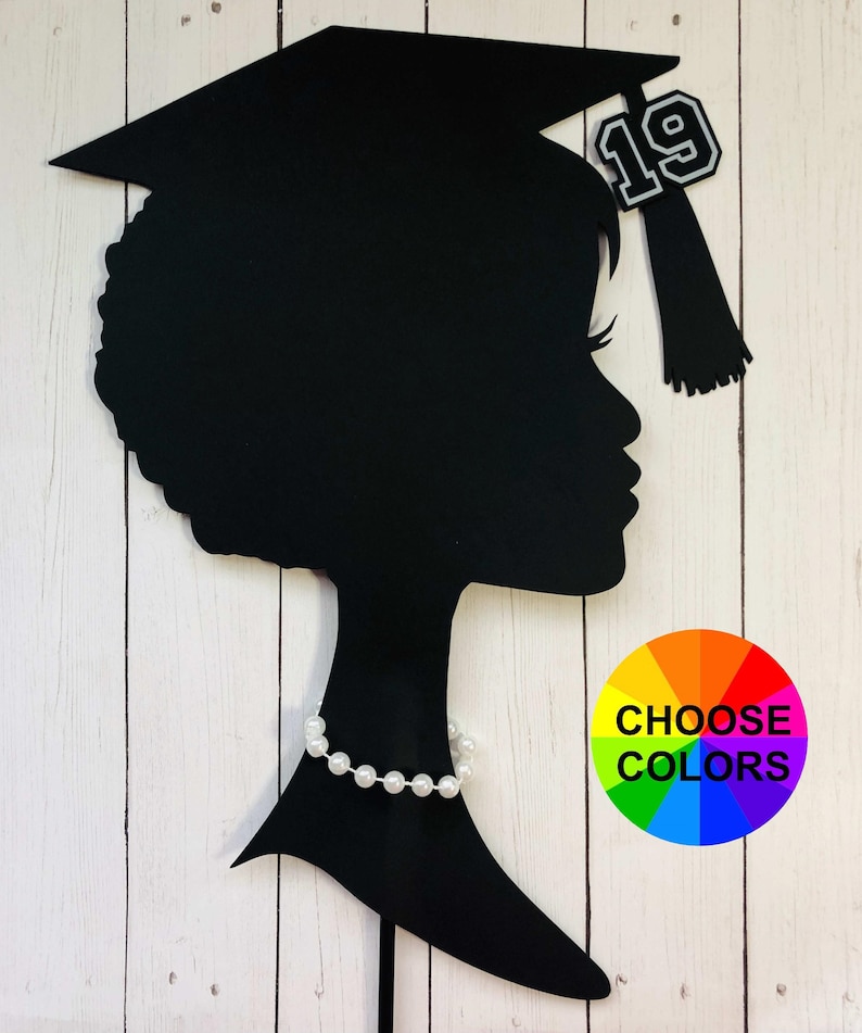 Graduation Cap Silhouette Graduation Centerpiece Graduation Cake Topper DIY Grad Party Centerpiece Class of 2024 image 3