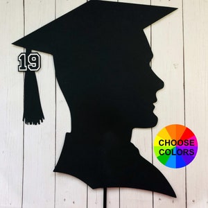 Graduation Cap Silhouette Graduation Centerpiece Graduation Cake Topper DIY Grad Party Centerpiece Class of 2024 image 4