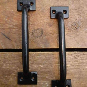 Set of 2 Cast Iron Black Farmhouse 6" Handles for Drawers, Cabinets, Fence Gate Pulls, Indoor/Outdoor