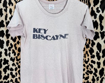 Vintage 60s/70s Key Biscayne Threadbare Tan Graphic T-shirt