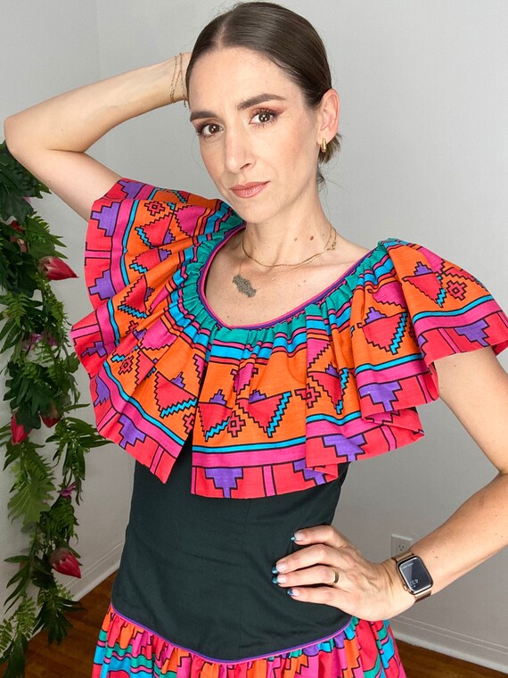 Roberto Dei 70s Aztec Inspired Circle Dress - image 1