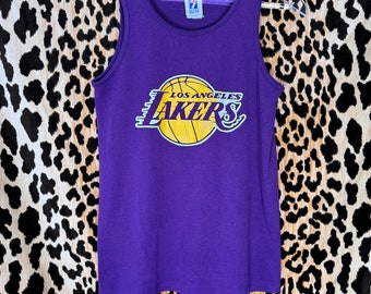 Vintage 80s Los Angeles Lakers Purple and Gold Tank Top